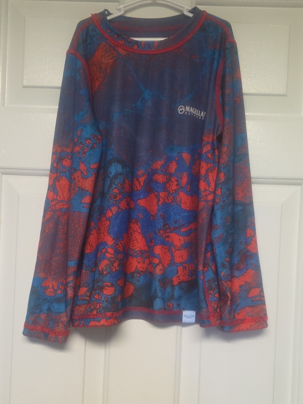 2 Magellan Outdoors Kids Long Sleeve Performance Tee - Red & Blue